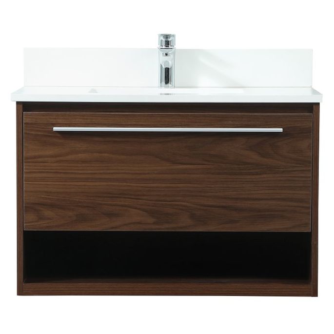 VF43530MWT-BS 30" Single Bathroom Vanity in Walnut With Backsplash