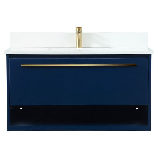 VF43536MBL-BS 36" Single Bathroom Vanity in Blue With Backsplash