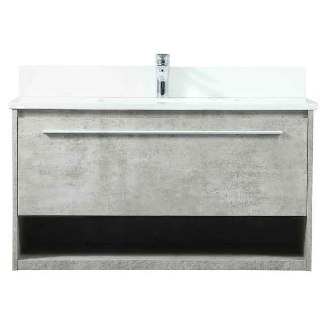 VF43536MCG-BS 36" Single Bathroom Vanity in Concrete Grey With Backsplash