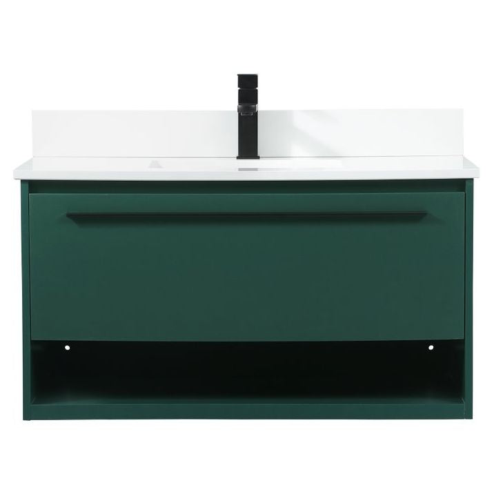 VF43536MGN-BS 36" Single Bathroom Vanity in Green With Backsplash