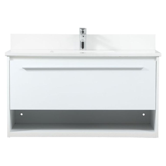 VF43536MWH-BS 36" Single Bathroom Vanity in White With Backsplash