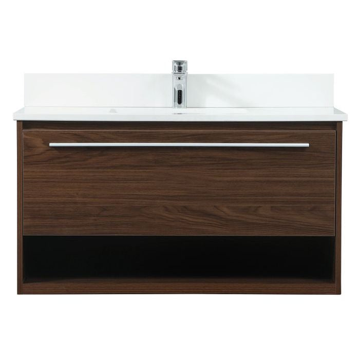 VF43536MWT-BS 36" Single Bathroom Vanity in Walnut With Backsplash