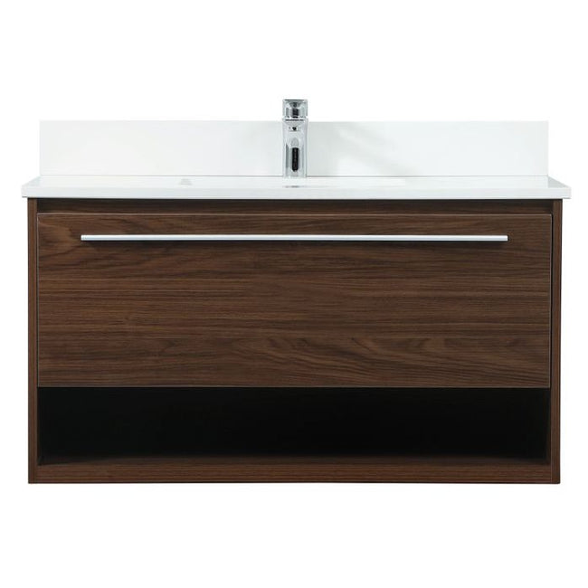 VF43536MWT-BS 36" Single Bathroom Vanity in Walnut With Backsplash