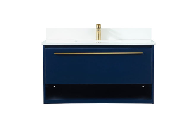 VF43536MBL-BS 36" Single Bathroom Vanity in Blue With Backsplash