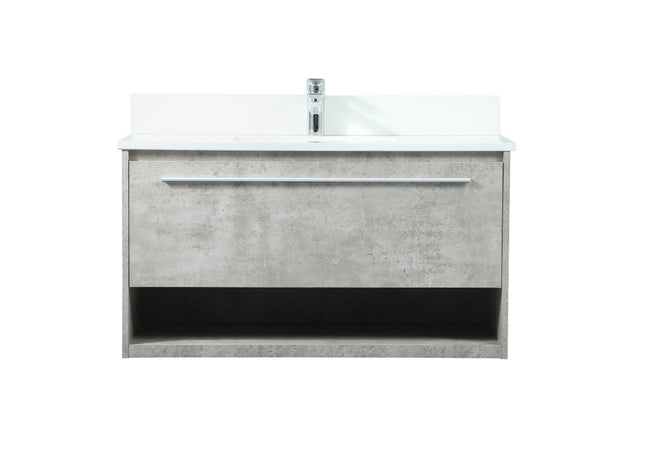 VF43536MCG-BS 36" Single Bathroom Vanity in Concrete Grey With Backsplash