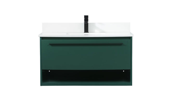 VF43536MGN-BS 36" Single Bathroom Vanity in Green With Backsplash