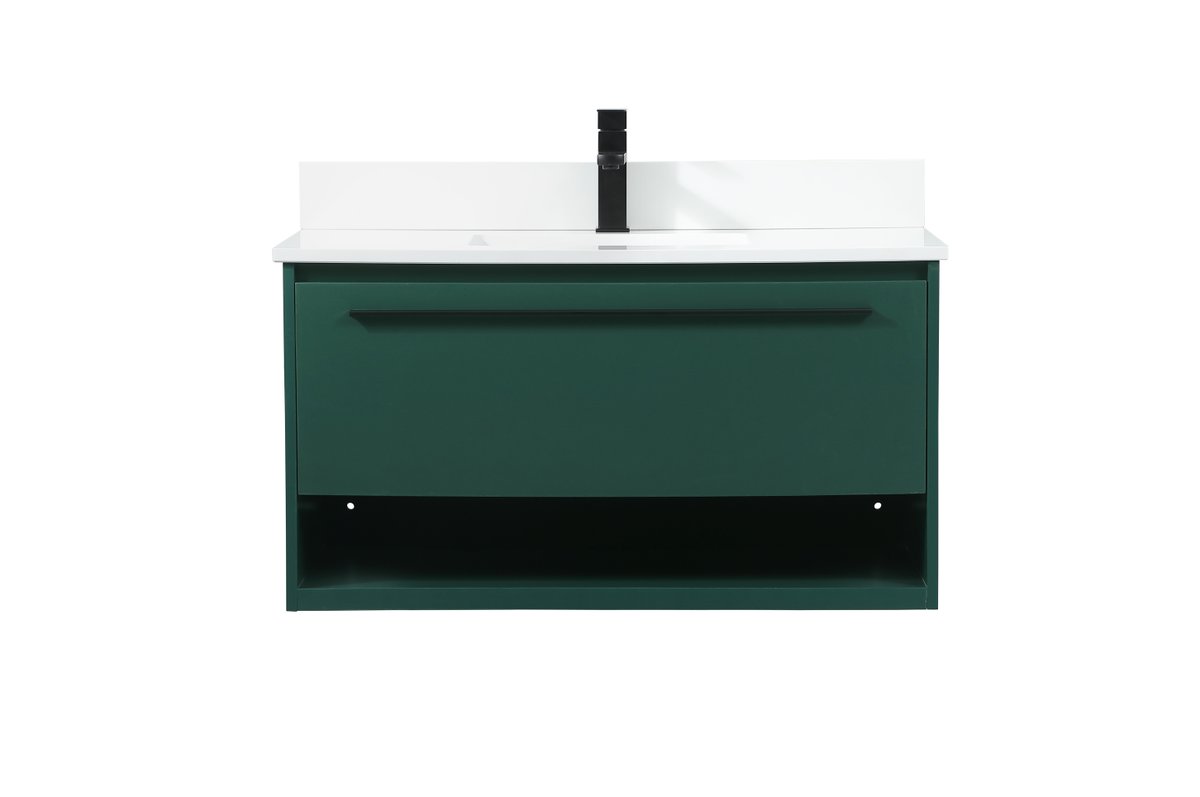 VF43536MGN-BS 36" Single Bathroom Vanity in Green With Backsplash