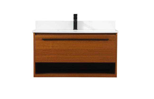 VF43536MTK-BS 36" Single Bathroom Vanity in Teak With Backsplash