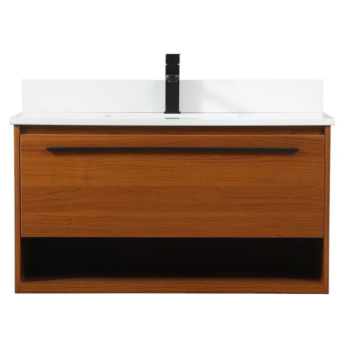 VF43536MTK-BS 36" Single Bathroom Vanity in Teak With Backsplash