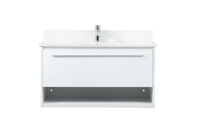 VF43536MWH-BS 36" Single Bathroom Vanity in White With Backsplash