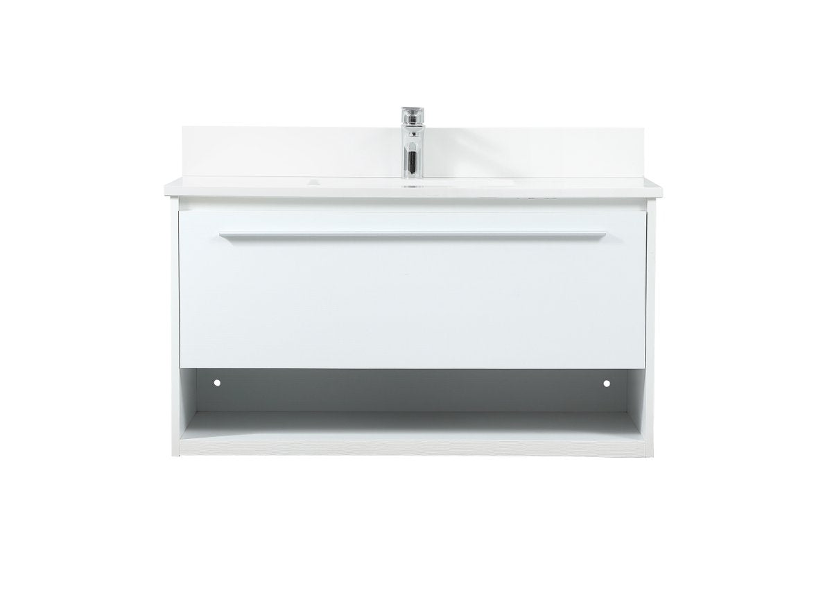 VF43536MWH-BS 36" Single Bathroom Vanity in White With Backsplash