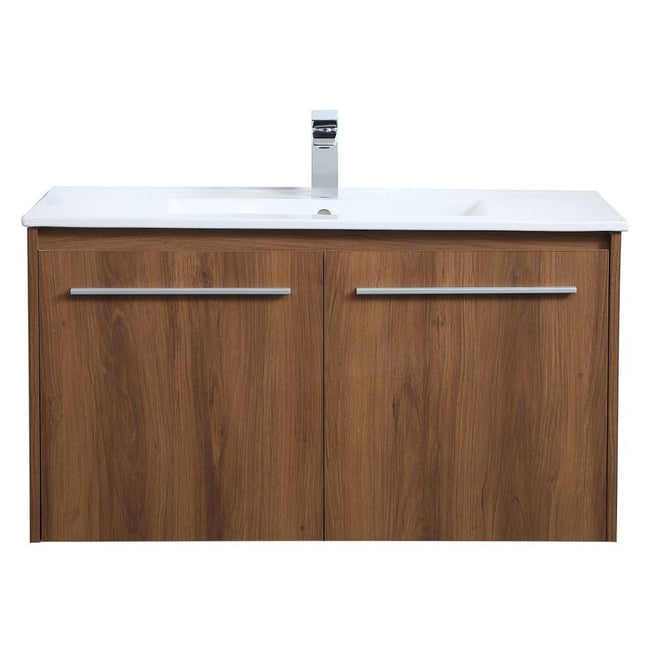 VF44036WB 36" Single Bathroom Floating Vanity in Walnut Brown