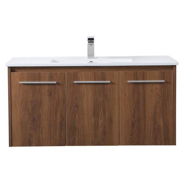 VF44040WB 40" Single Bathroom Floating Vanity in Walnut Brown