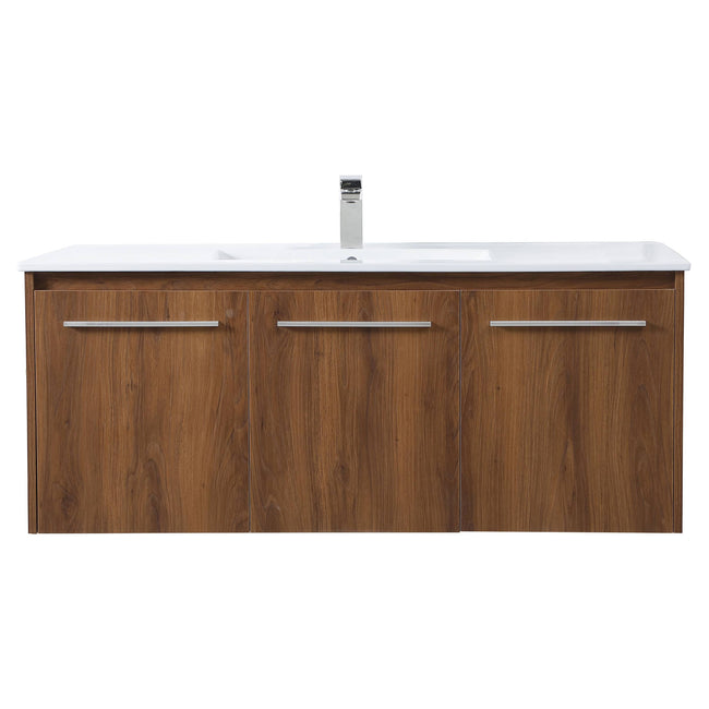 VF44048WB 48" Single Bathroom Floating Vanity in Walnut Brown