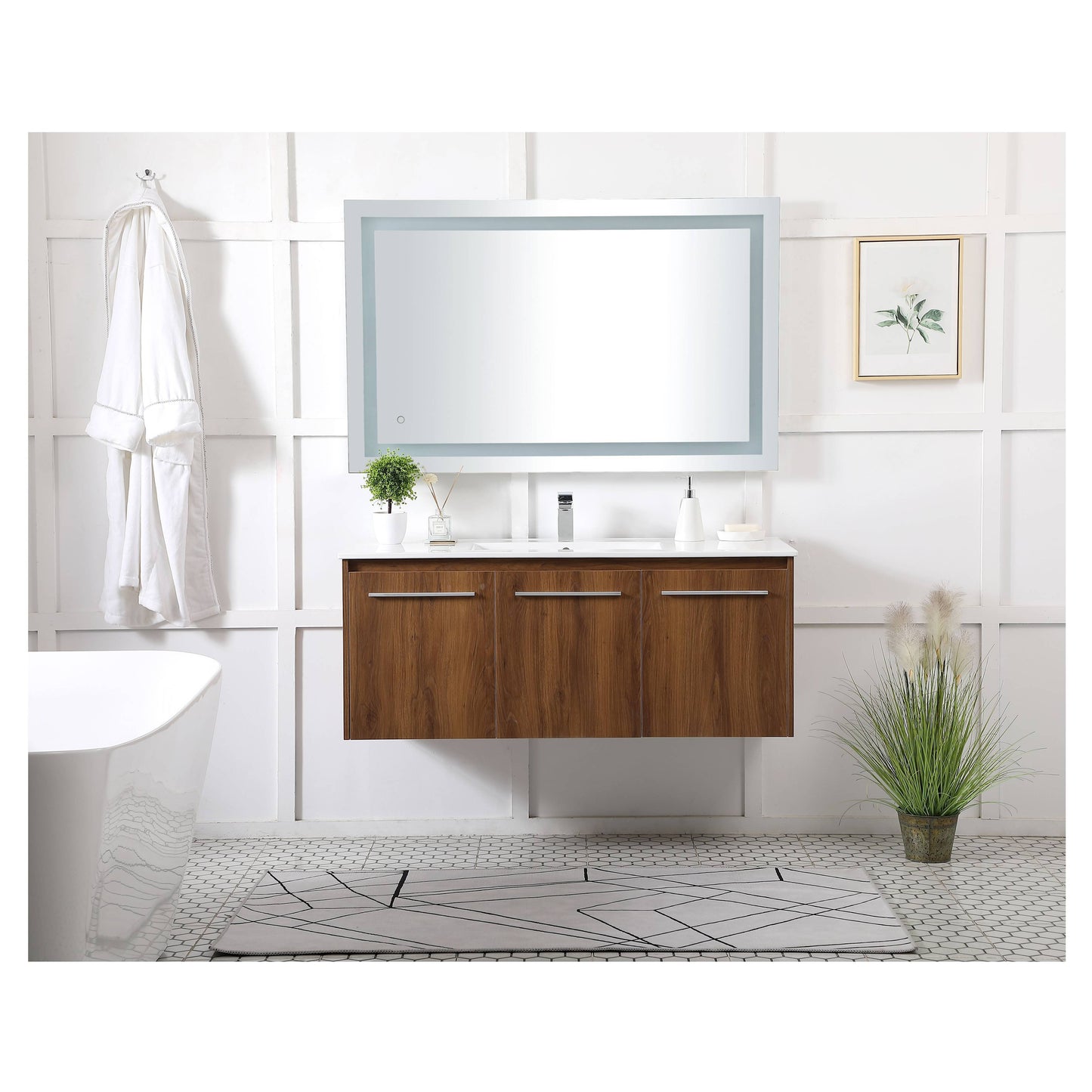 VF44048WB 48" Single Bathroom Floating Vanity in Walnut Brown