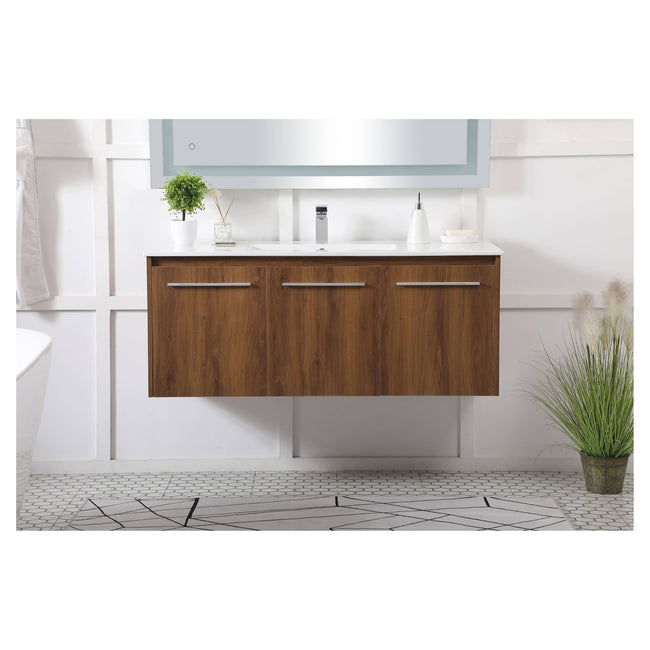 VF44048WB 48" Single Bathroom Floating Vanity in Walnut Brown