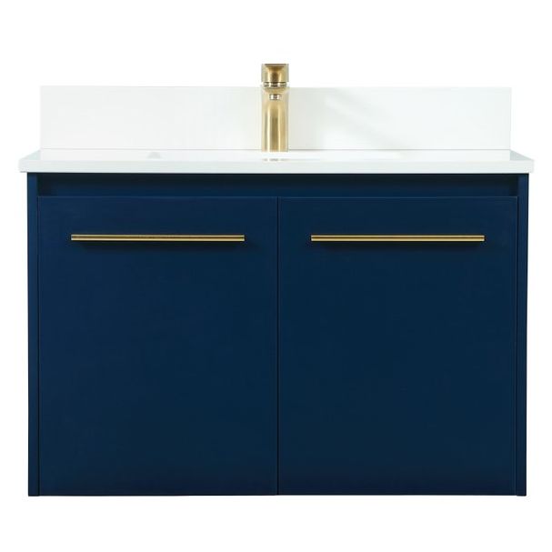 VF44530MBL-BS 30" Single Bathroom Vanity in Blue With Backsplash