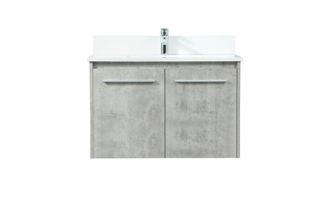 VF44530MCG-BS 30" Single Bathroom Vanity in Concrete Grey With Backsplash