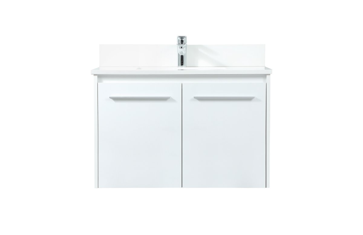 VF44530MWH-BS 30" Single Bathroom Vanity in White With Backsplash