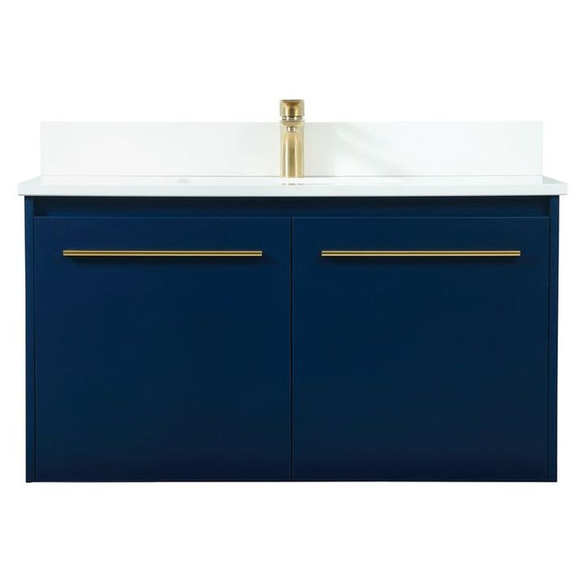 VF44536MBL-BS 36" Single Bathroom Vanity in Blue With Backsplash