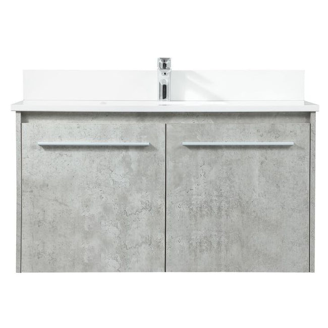 VF44536MCG-BS 36" Single Bathroom Vanity in Concrete Grey With Backsplash