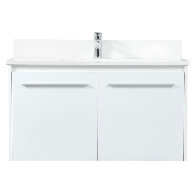 VF44536MWH-BS 36" Single Bathroom Vanity in White With Backsplash