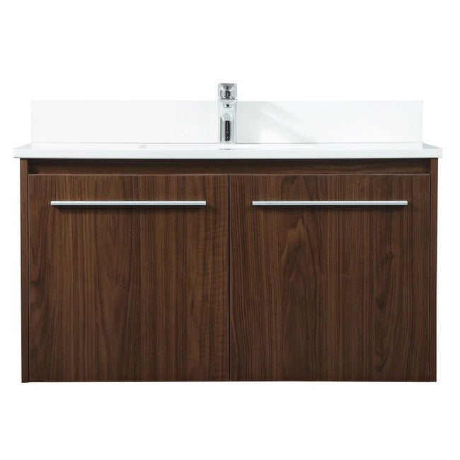 VF44536MWT-BS 36" Single Bathroom Vanity in Walnut With Backsplash