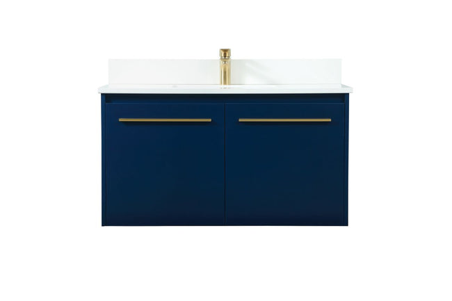 VF44536MBL-BS 36" Single Bathroom Vanity in Blue With Backsplash