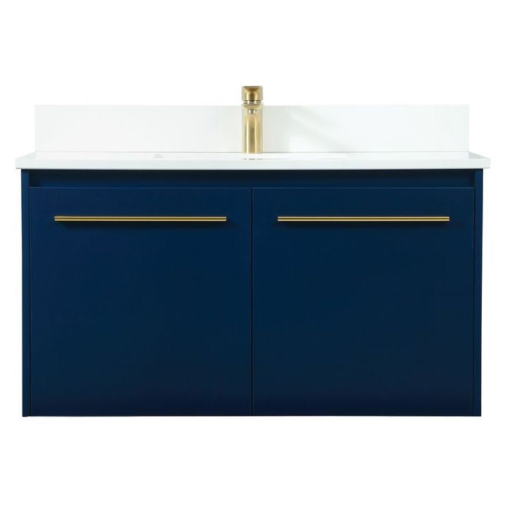 VF44536MBL-BS 36" Single Bathroom Vanity in Blue With Backsplash