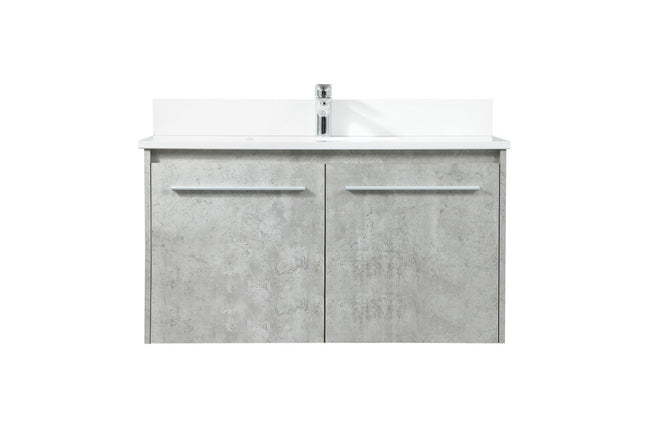 VF44536MCG-BS 36" Single Bathroom Vanity in Concrete Grey With Backsplash