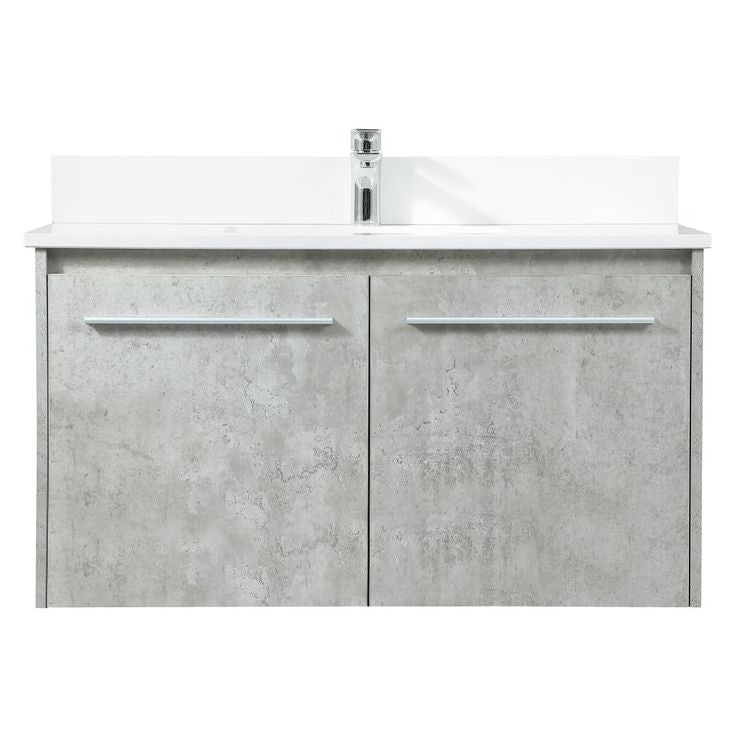 VF44536MCG-BS 36" Single Bathroom Vanity in Concrete Grey With Backsplash