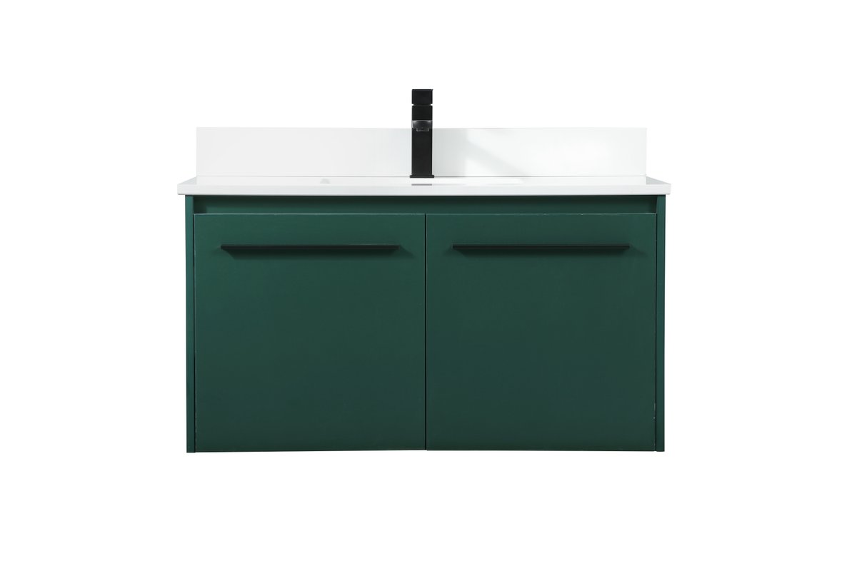 VF44536MGN-BS 36" Single Bathroom Vanity in Green With Backsplash