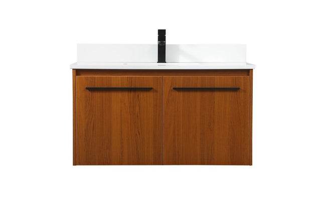 VF44536MTK-BS 36" Single Bathroom Vanity in Teak With Backsplash