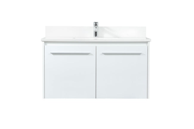 VF44536MWH-BS 36" Single Bathroom Vanity in White With Backsplash