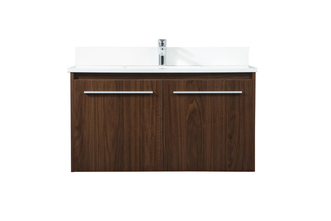 VF44536MWT-BS 36" Single Bathroom Vanity in Walnut With Backsplash
