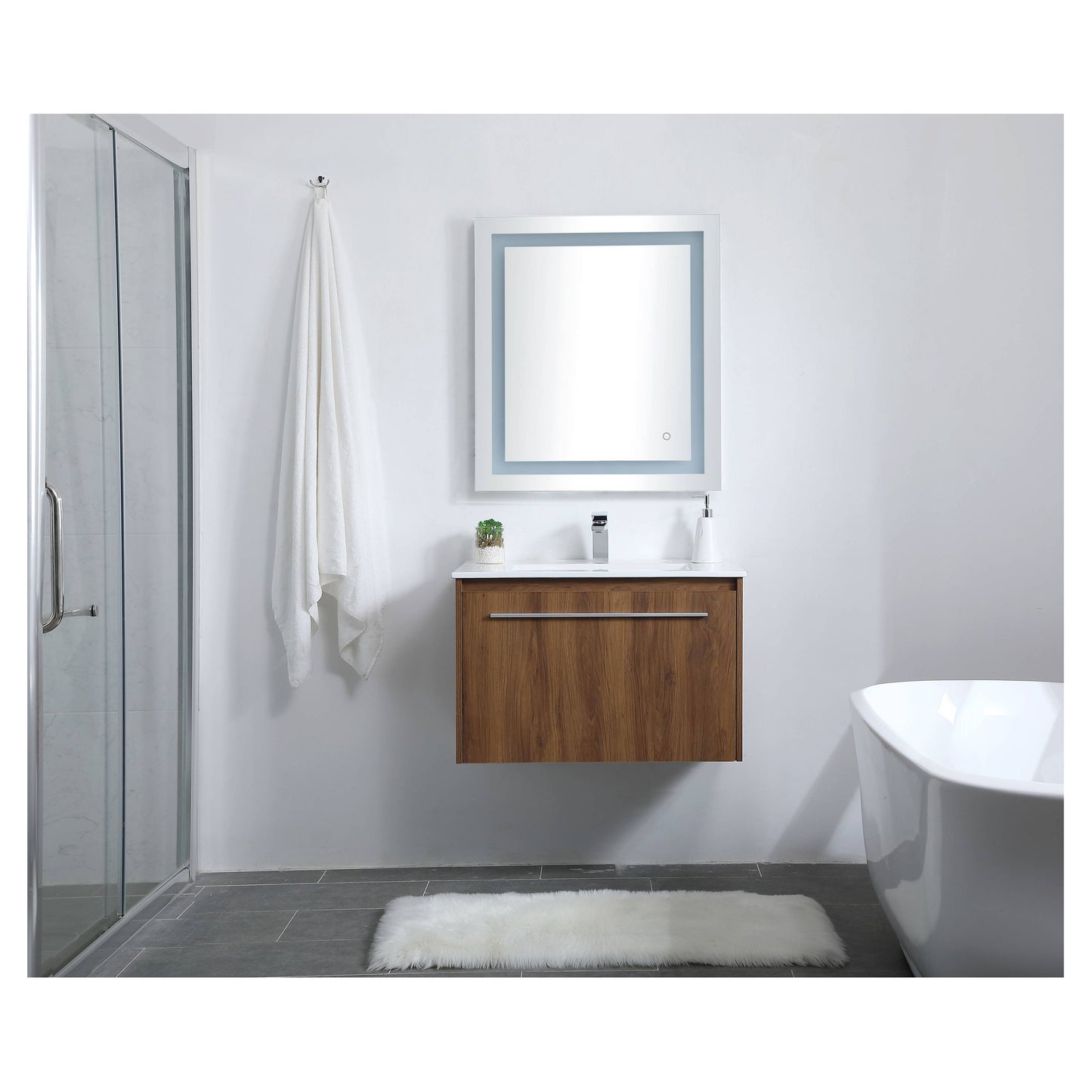 VF45030WB 30" Single Bathroom Floating Vanity in Walnut Brown