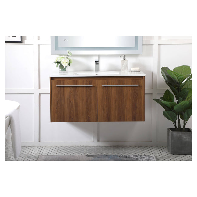 VF45040WB 40" Single Bathroom Floating Vanity in Walnut Brown