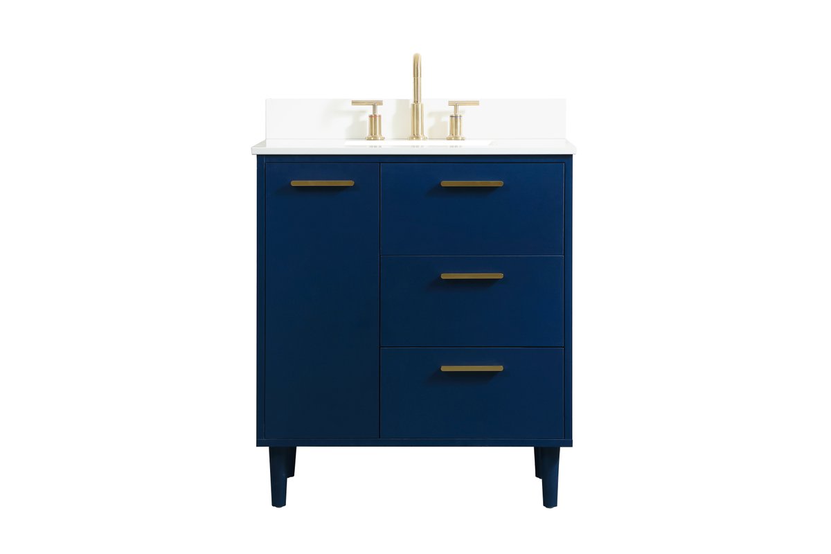 VF47030MBL-BS 30" Bathroom Vanity in Blue With Backsplash