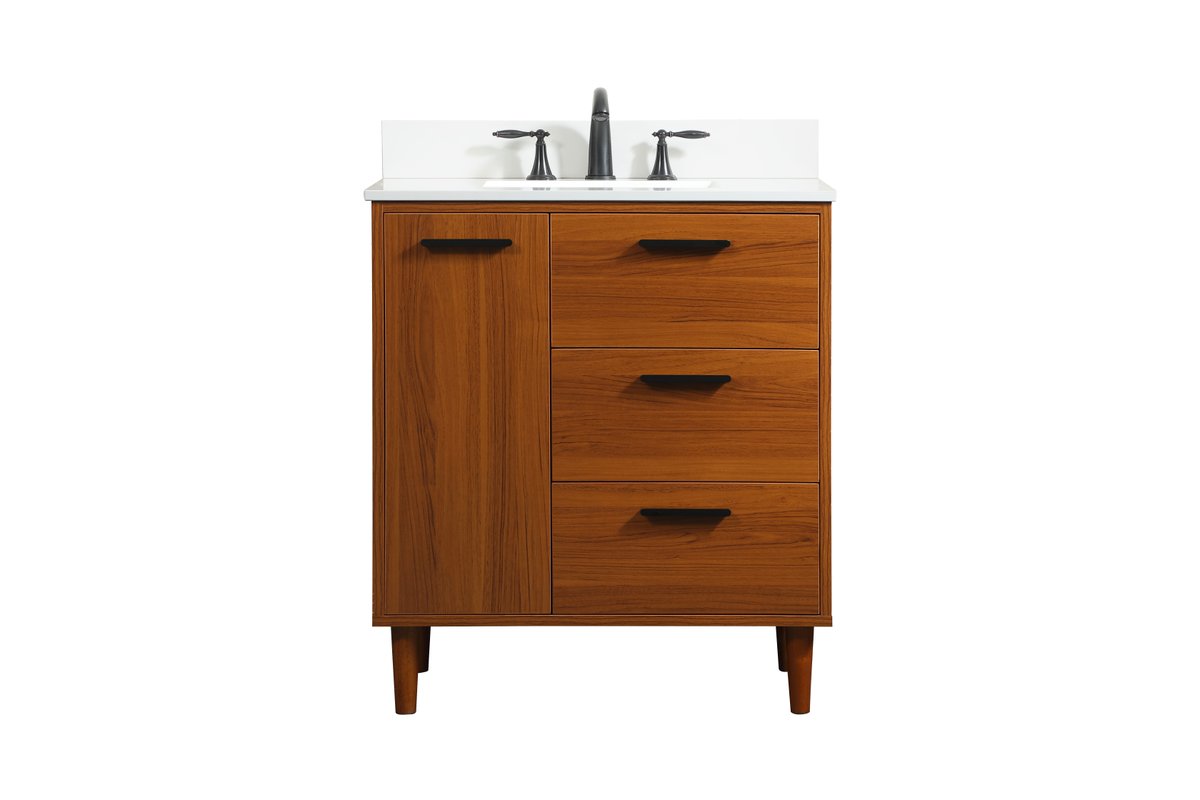 VF47030MTK-BS 30" Bathroom Vanity in Teak With Backsplash