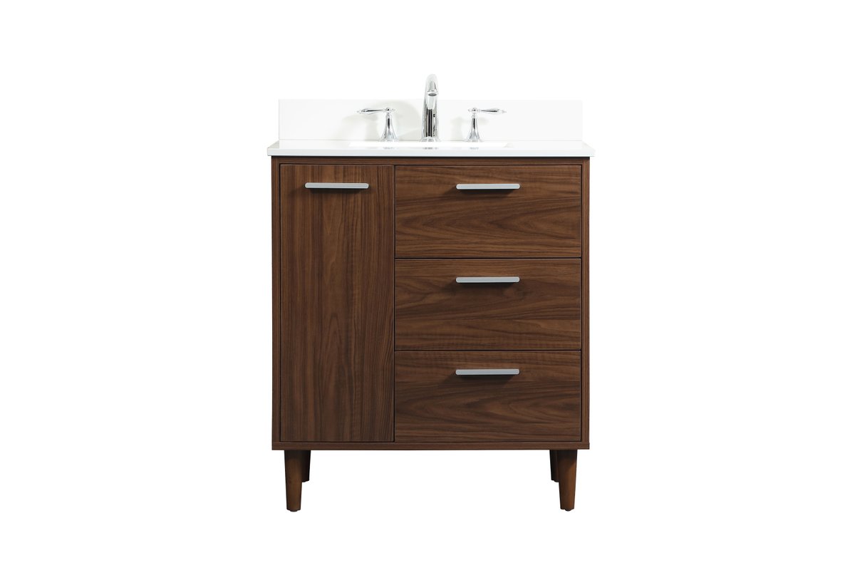 VF47030MWT-BS 30" Bathroom Vanity in Walnut With Backsplash