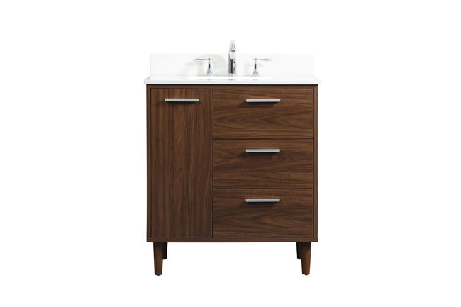 VF47030MWT-BS 30" Bathroom Vanity in Walnut With Backsplash
