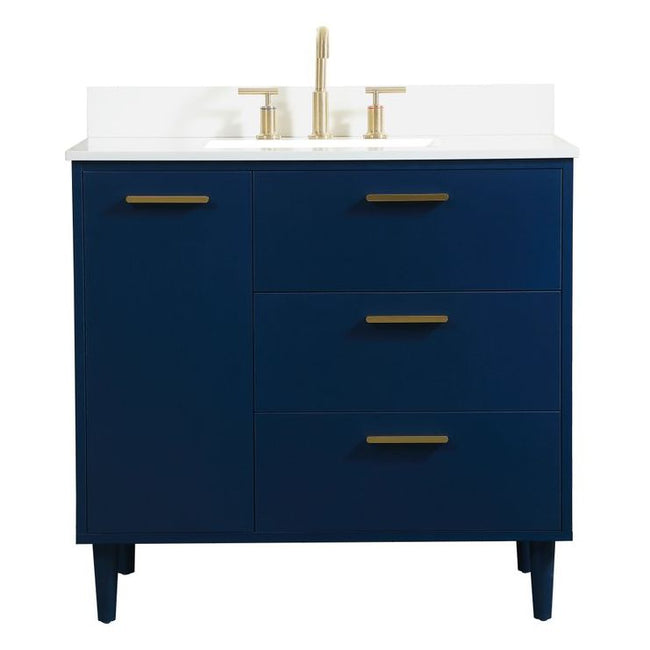 VF47036MBL-BS 36" Bathroom Vanity in Blue With Backsplash