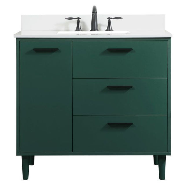 VF47036MGN-BS 36" Bathroom Vanity in Green With Backsplash
