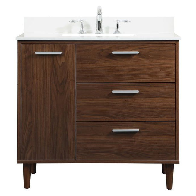 VF47036MWT-BS 36" Bathroom Vanity in Walnut With Backsplash