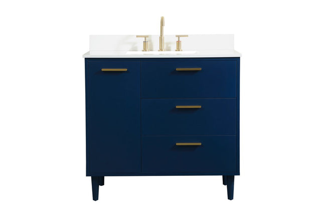 VF47036MBL-BS 36" Bathroom Vanity in Blue With Backsplash
