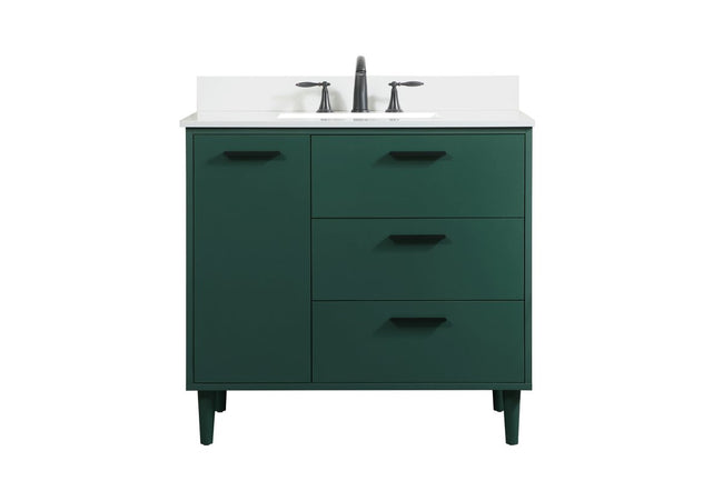 VF47036MGN-BS 36" Bathroom Vanity in Green With Backsplash