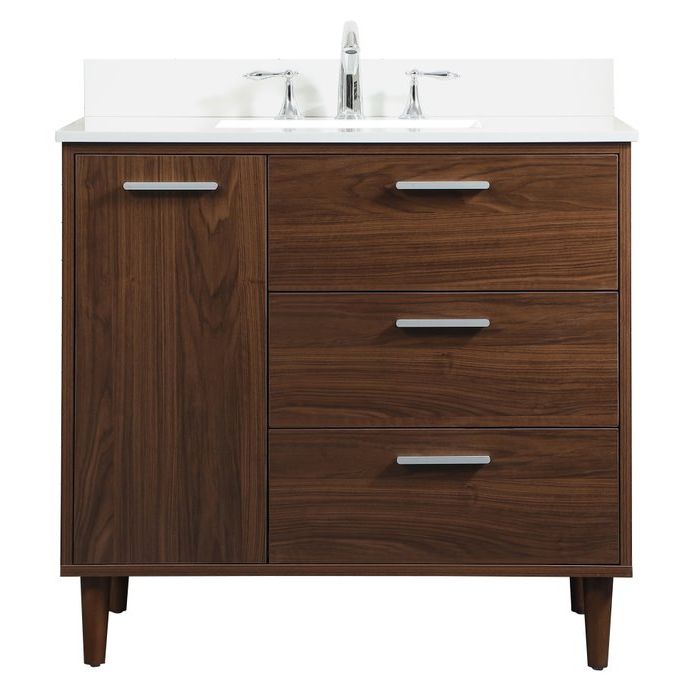 VF47036MWT-BS 36" Bathroom Vanity in Walnut With Backsplash