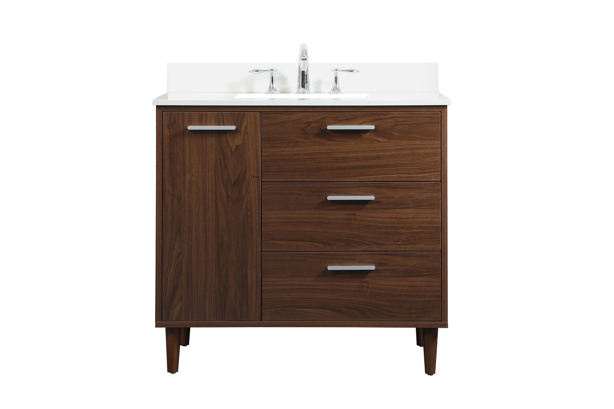 VF47036MWT-BS 36" Bathroom Vanity in Walnut With Backsplash
