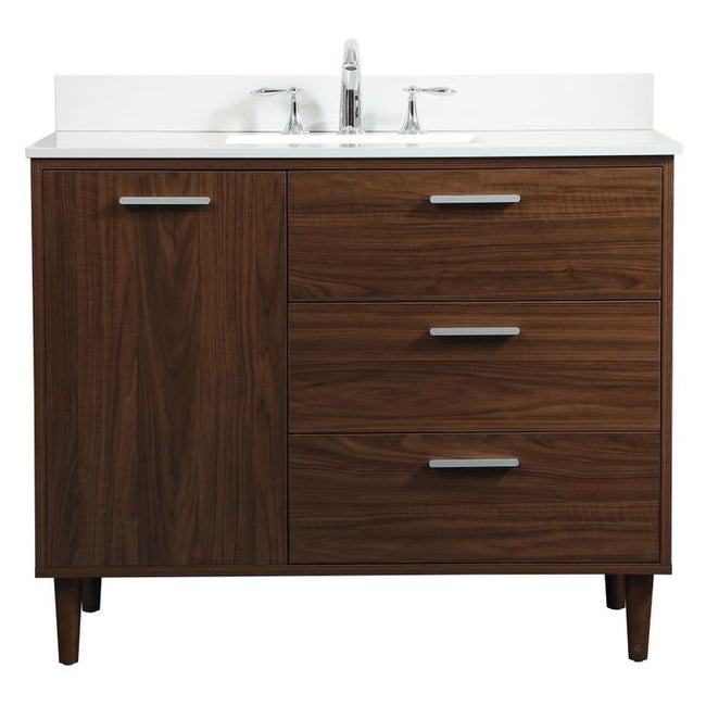 VF47042MWT-BS 42" Bathroom Vanity in Walnut With Backsplash