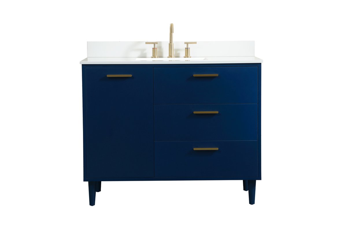 VF47042MBL-BS 42" Bathroom Vanity in Blue With Backsplash